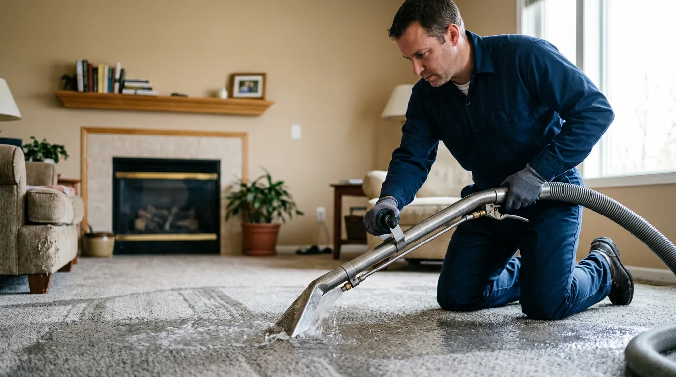 Water damage restoration technician working near Alburnett, IA